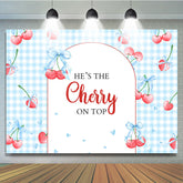 Lofaris Blue Plaid Red Cherry On Top Baby Shower Backdrop