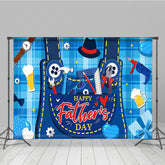 Lofaris Blue Plaid Tool Bib Pants Happy Fathers Day Backdrop