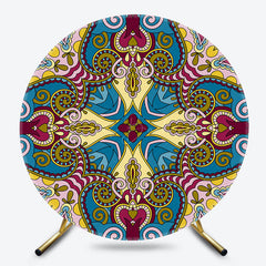 Lofaris Blue Purple Ethnic Print Round Ethiopian Backdrop