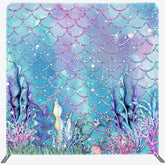 Lofaris Blue Purple Scales Mermaid Square Tension Backdrop
