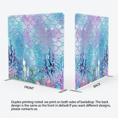 Lofaris Blue Purple Scales Mermaid Square Tension Backdrop
