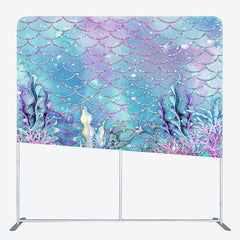 Lofaris Blue Purple Scales Mermaid Square Tension Backdrop