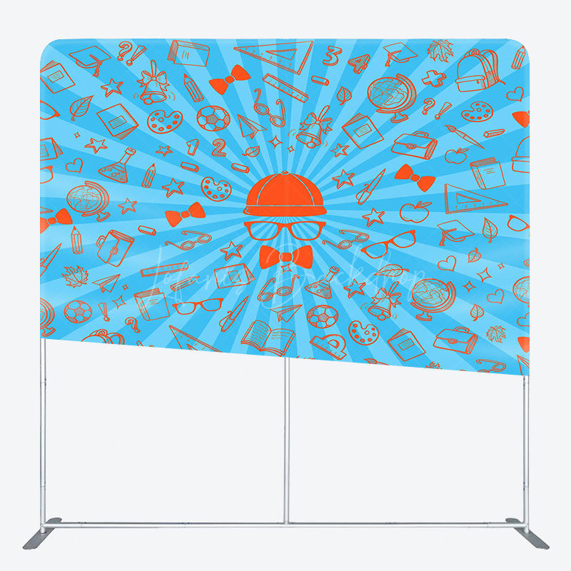 Lofaris Blue Rays Orange Paint Fathers Day Pillow Case Backdrop