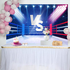 Lofaris Blue Red Boxing Ring Sport Baby Shower Backdrop