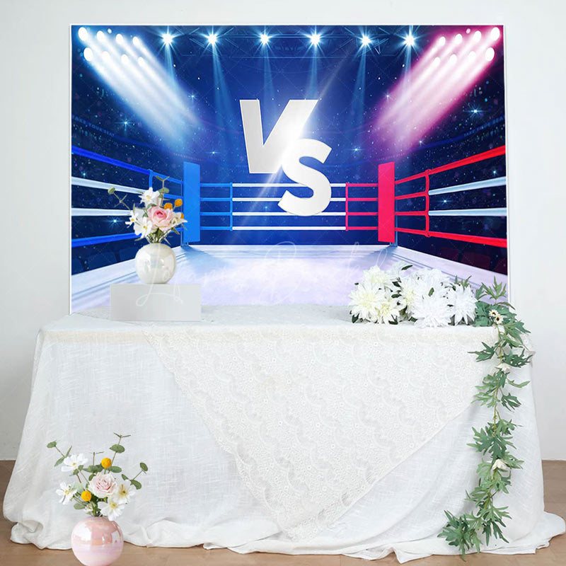 Lofaris Blue Red Boxing Ring Sport Baby Shower Backdrop