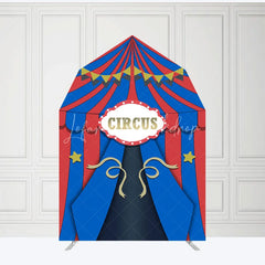 Lofaris Blue Red Circus Barn Door Arch Birthday Backdrop