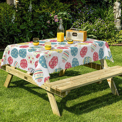 Lofaris Blue Red Egg Easter Party Decor Rectangle Tablecloth