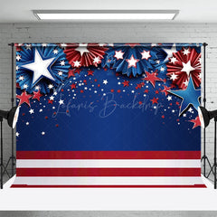 Lofaris Blue Red Stripe Stars July 4th Photography Backdrop