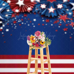 Lofaris Blue Red Stripe Stars July 4th Photography Backdrop