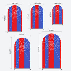 Lofaris Blue Red Stripes Spider Web Cartoon Arch Backdrop