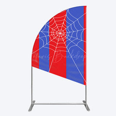 Lofaris Blue Red Stripes Spider Web Cartoon Half Moon Arch Backdrop