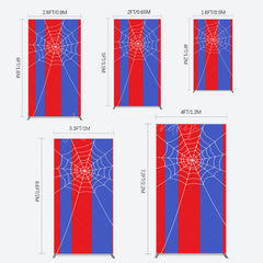 Lofaris Blue Red Stripes Spider Web Cartoon Rectangle Backdrop
