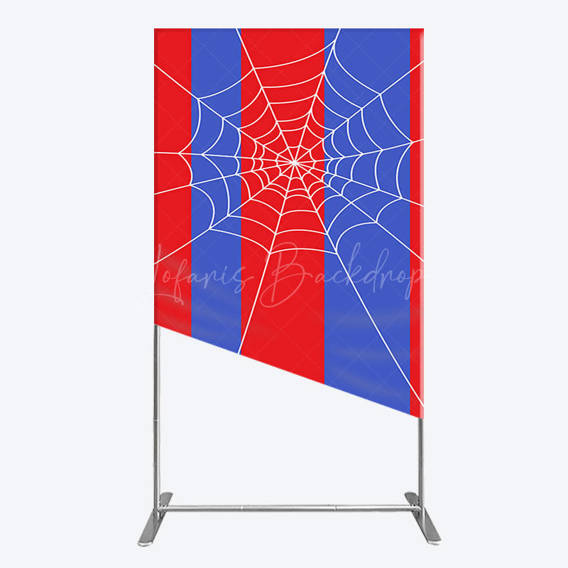 Lofaris Blue Red Stripes Spider Web Cartoon Rectangle Backdrop