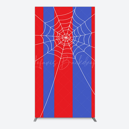 Lofaris Blue Red Stripes Spider Web Cartoon Rectangle Backdrop
