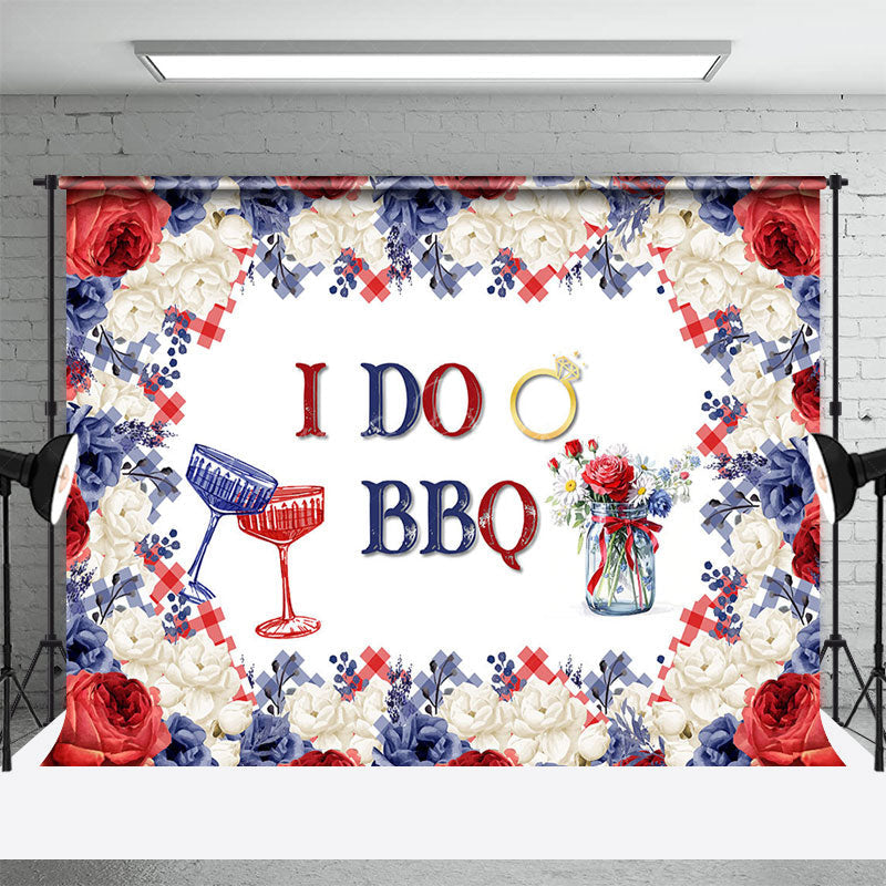 Lofaris Blue Red White Rose Winebowl I Do BBQ Wedding Backdrop