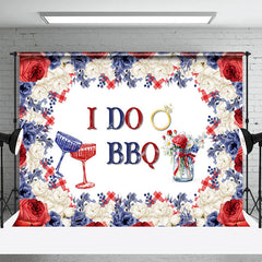 Lofaris Blue Red White Rose Winebowl I Do BBQ Wedding Backdrop