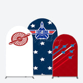 Lofaris Blue Red White Space Fighter Top One Arch Backdrop