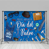 Lofaris Blue Rhombus Feliz Abuelo Dia Del Padre Backdrop