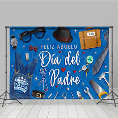Lofaris Blue Rhombus Feliz Abuelo Dia Del Padre Backdrop