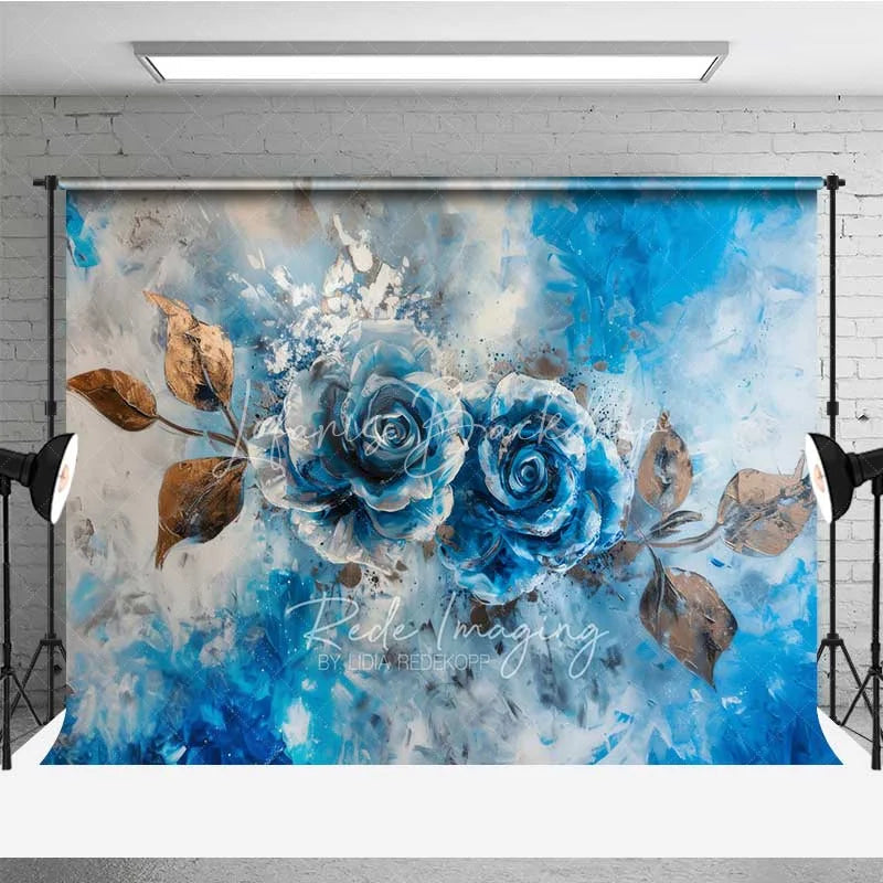 Lofaris Blue Rose Fine Art Backdrop Abstract Oil Painting Floral Photography Background Vintage Flower Texture Photo Prop