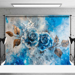Lofaris Blue Rose Fine Art Backdrop Abstract Oil Painting Floral Photography Background Vintage Flower Texture Photo Prop