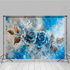 Lofaris Blue Rose Fine Art Backdrop Abstract Oil Painting Floral Photography Background Vintage Flower Texture Photo Prop