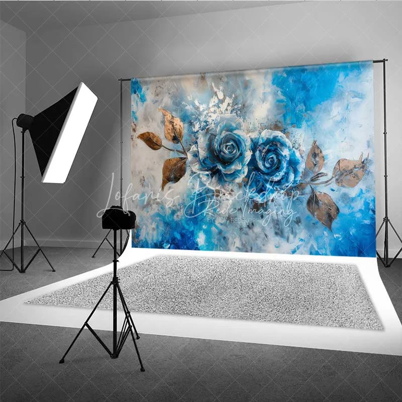 Lofaris Blue Rose Fine Art Backdrop Abstract Oil Painting Floral Photography Background Vintage Flower Texture Photo Prop