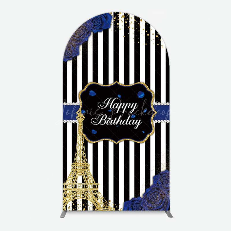 Lofaris Blue Rose Glitter Tower Happy Birthday Arch Backdrop