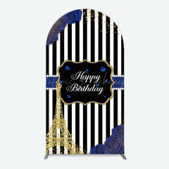 Lofaris Blue Rose Glitter Tower Happy Birthday Arch Backdrop