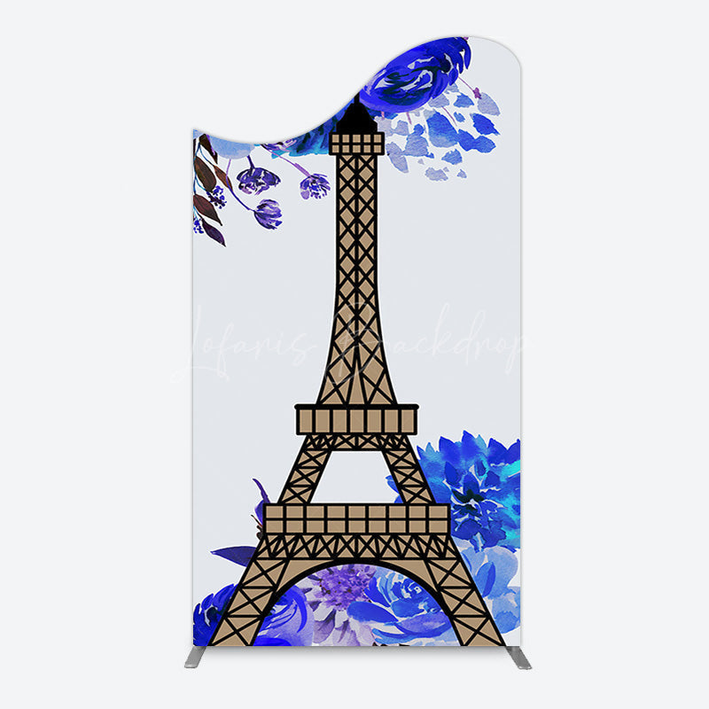 Lofaris Blue Rose Simple Eiffel Tower Birthday Arch Backdrop