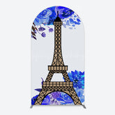 Lofaris Blue Rose Simple Eiffel Tower Birthday Arch Backdrop
