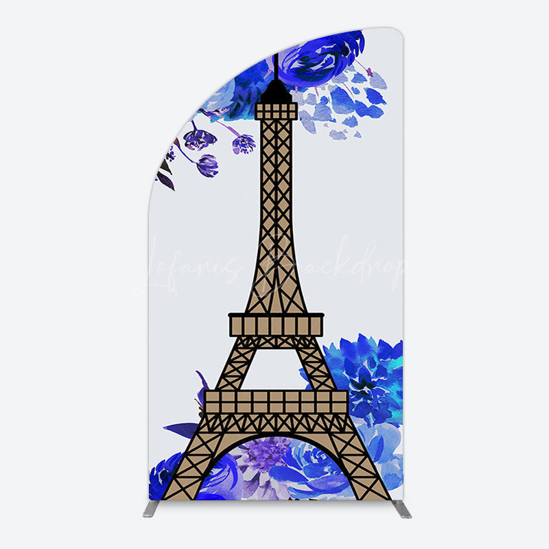 Lofaris Blue Rose Simple Eiffel Tower Birthday Arch Backdrop
