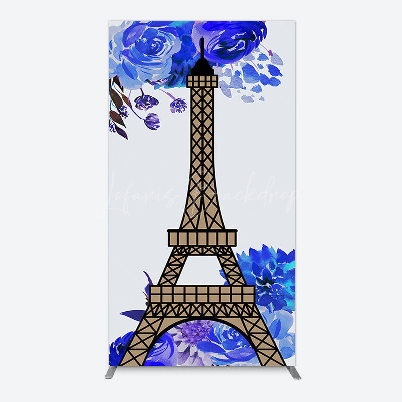 Lofaris Blue Rose Simple Eiffel Tower Birthday Arch Backdrop