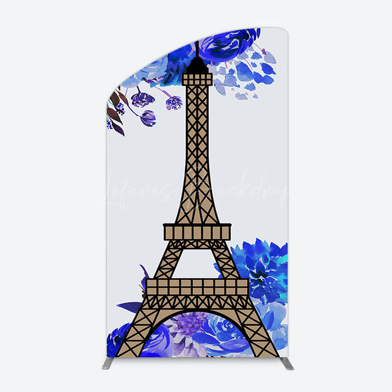 Lofaris Blue Rose Simple Eiffel Tower Birthday Arch Backdrop
