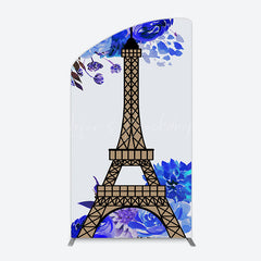 Lofaris Blue Rose Simple Eiffel Tower Birthday Arch Backdrop