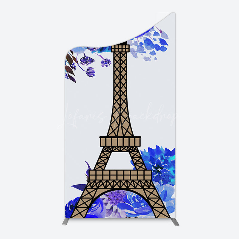 Lofaris Blue Rose Simple Eiffel Tower Birthday Arch Backdrop