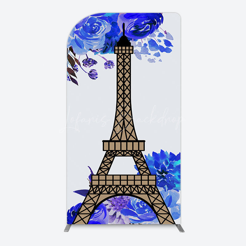 Lofaris Blue Rose Simple Eiffel Tower Birthday Arch Backdrop