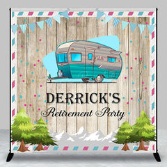 Lofaris Blue RV Trees Wooden Custom Name Retirment Backdrop
