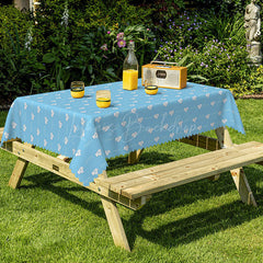 Lofaris Blue Sea Paper Boat Print Rectangular Tablecloth
