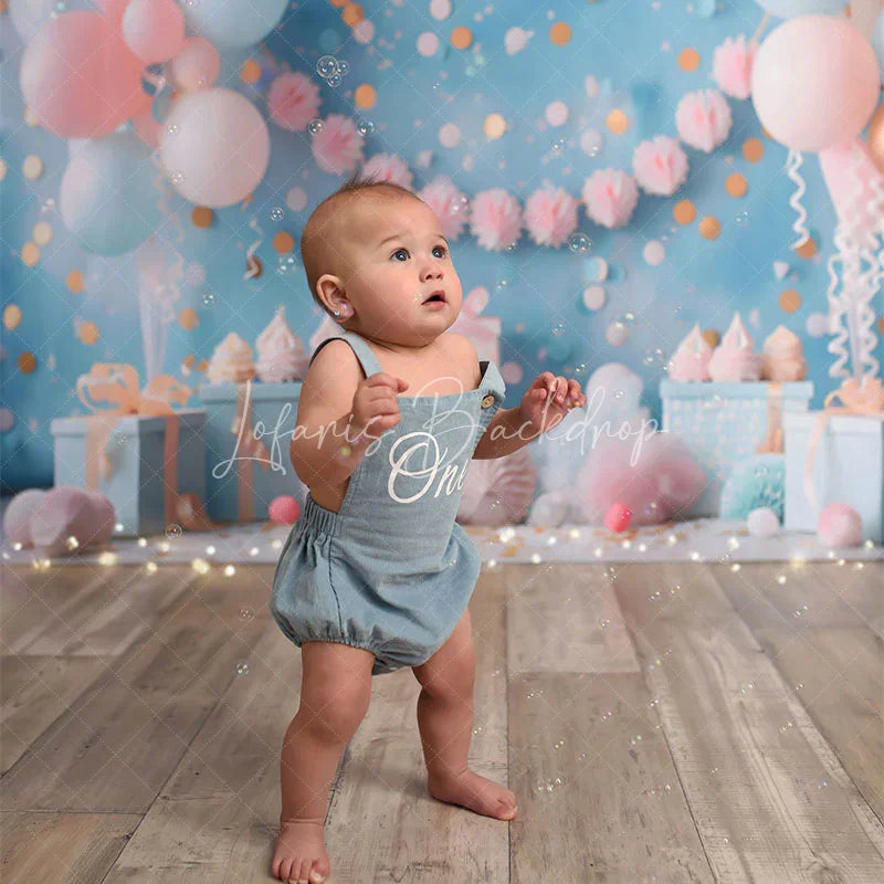 Lofaris Blue Sequins Wall Balloons Gifts Cake Smash Backdrop
