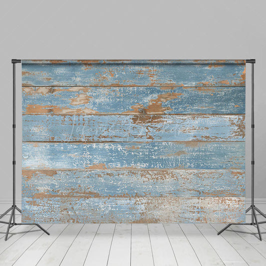 Lofaris Blue Shabby Wood Grain Studio Photography Backdrop