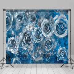 Lofaris Blue Silver Abstract Butterfly Room Set Backdrop