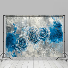 Lofaris Blue Silver Abstract Butterfly Room Set Backdrop