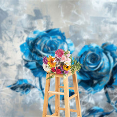 Lofaris Blue Silver Abstract Floral Fine Art Photo Backdrop