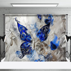 Lofaris Blue Silver Artistic Abstract Butterfly Photo Backdrop