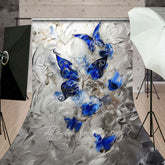 Lofaris Blue Silver Artistic Abstract Butterfly Sweep Backdrop