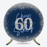 Lofaris Blue Silver Glitter Cheers To Sixty Round Backdrop