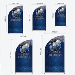 Lofaris Blue Silver Happy Birthday Half Moon Arch Backdrop Balloon Glitter Rain Party Decor