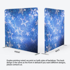 Lofaris Blue Silver Stars Glitter Party Pillow Case Backdrop