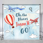 Lofaris Blue Sky Adventure Custom Name Birthday Backdrop